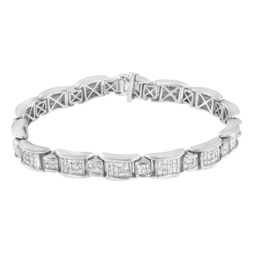 ZOLVIRE 14K White Gold 5.0 Cttw Princess-Cut Diamond Rectangular Alternating