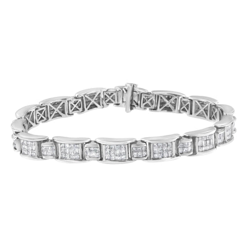 ZOLVIRE 14K White Gold 5.0 Cttw Princess-Cut Diamond Rectangular Alternating
