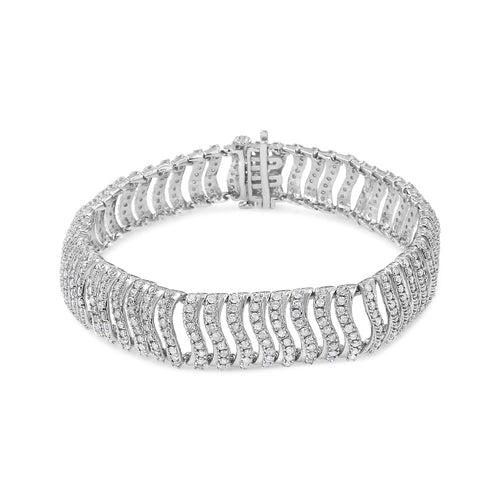 ZOLVIRE 925 Sterling Silver 5.00 Cttw Round-Cut Diamond "S" Link Bracelet