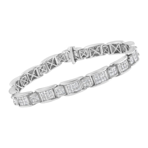 ZOLVIRE 14K White Gold 5.0 Cttw Princess-Cut Diamond Rectangular Alternating