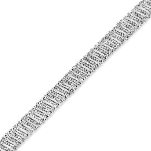 ZOLVIRE 925 Sterling Silver 5.00 Cttw Round-Cut Diamond "S" Link Bracelet