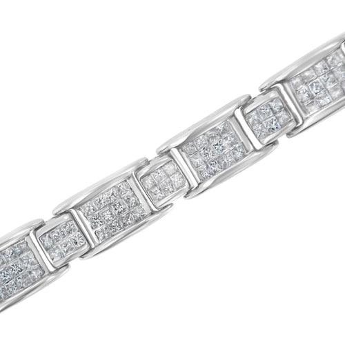 ZOLVIRE 14K White Gold 5.0 Cttw Princess-Cut Diamond Rectangular Alternating