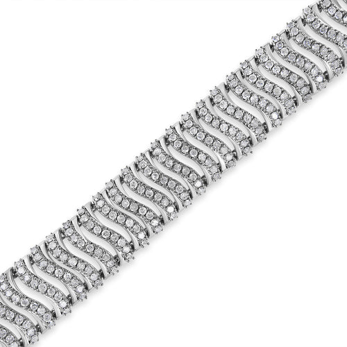 ZOLVIRE 925 Sterling Silver 5.00 Cttw Round-Cut Diamond "S" Link Bracelet